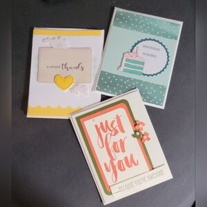 Handmade Greeting Card Trio - Yellow, Mint & Coral Designs